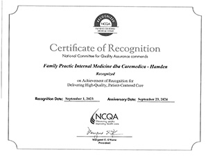 Hamden PCMH Certificate